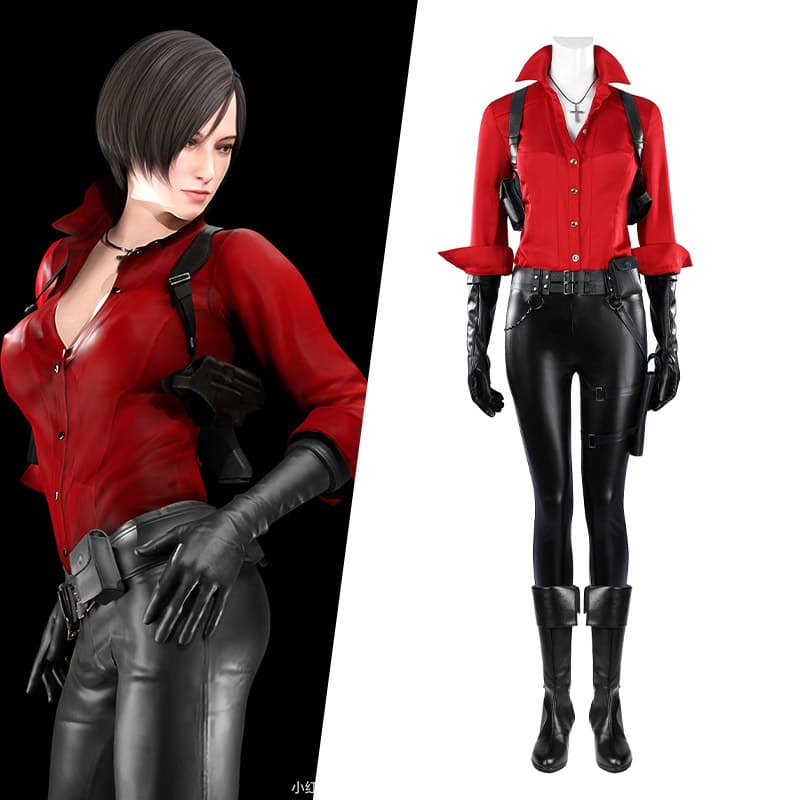 Game Costume Resident Evil 6 Cosplay Ada Wong Red Shirt Set Cosplay Anime Women's Clothing