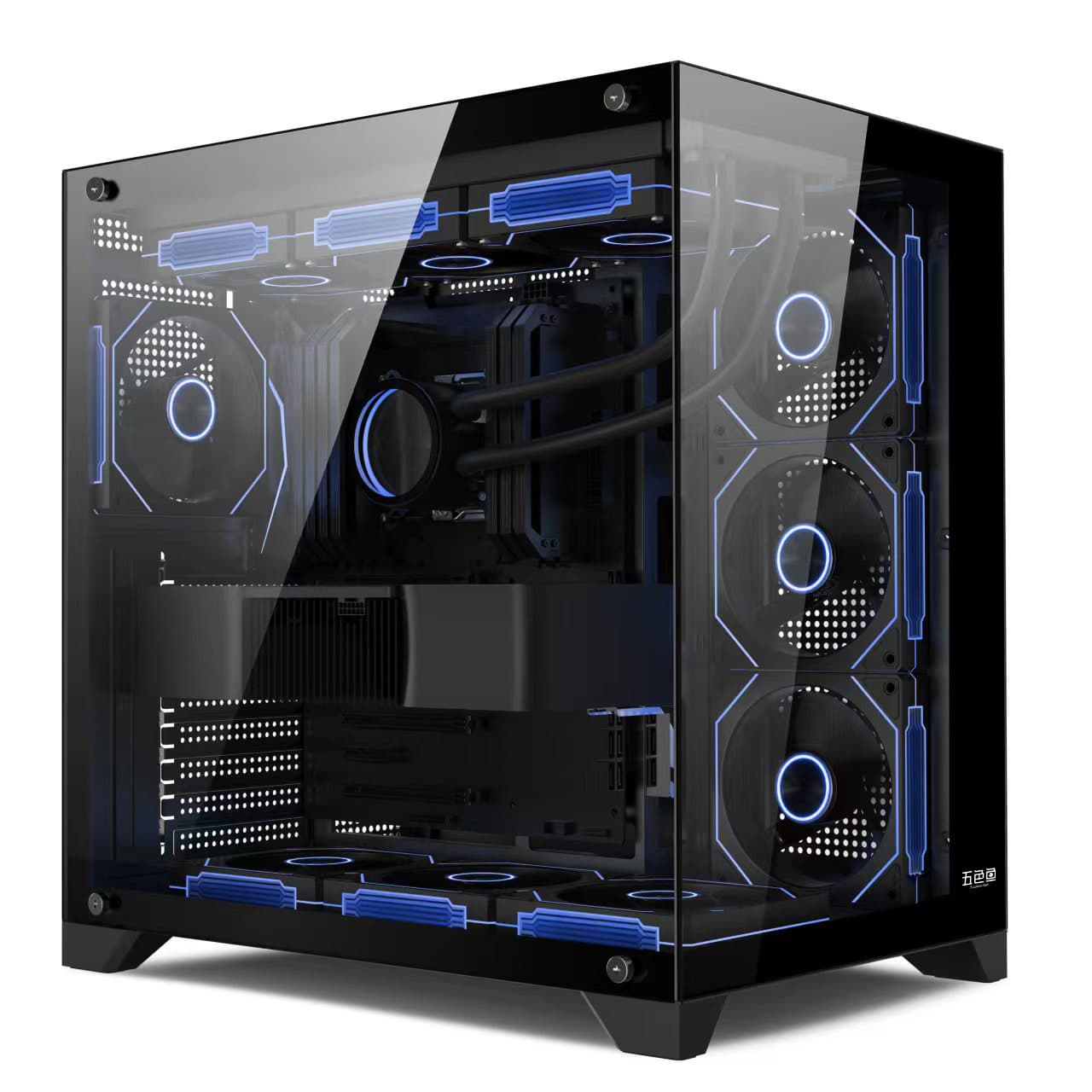 Cross-border Seaview Room PC Case ATX Pillarless Desktop Case Internet Cafe E-sports Gaming Case Side Transparent USB 3.0