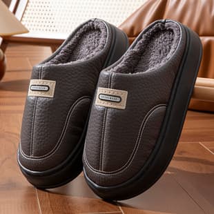 2025 Winter New Men's Cotton Slippers Large Size Home Indoor Anti-Slip Warm Cotton Shoes with Fleece Thick Sole