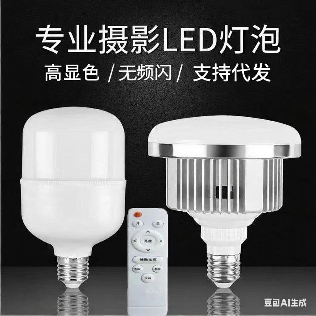 Three-Color Remote Control Photography Light Food Fill Light Live Streaming Photography Bulb Softbox