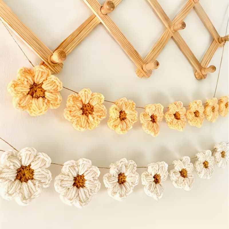 Cross-border Handmade Crochet White Daisy Wreath Set (8-Piece Set) Wall Hanging Decoration Labeled Dropshipping