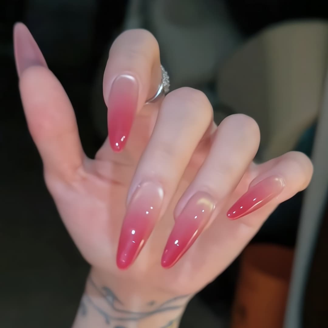 Esaka Rena Press-On Nails Rose Berry Peach Mist Spicy Girl Pink Handmade Gradient Glass Bead Cat Eye Brightening Pure Desire Manicure