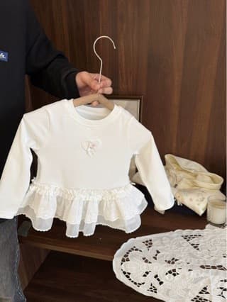 Baby girl's stylish lace skirt T-shirt top baby girl's spring clothing new style girl's skin-friendly cotton bottoming shirt versatile