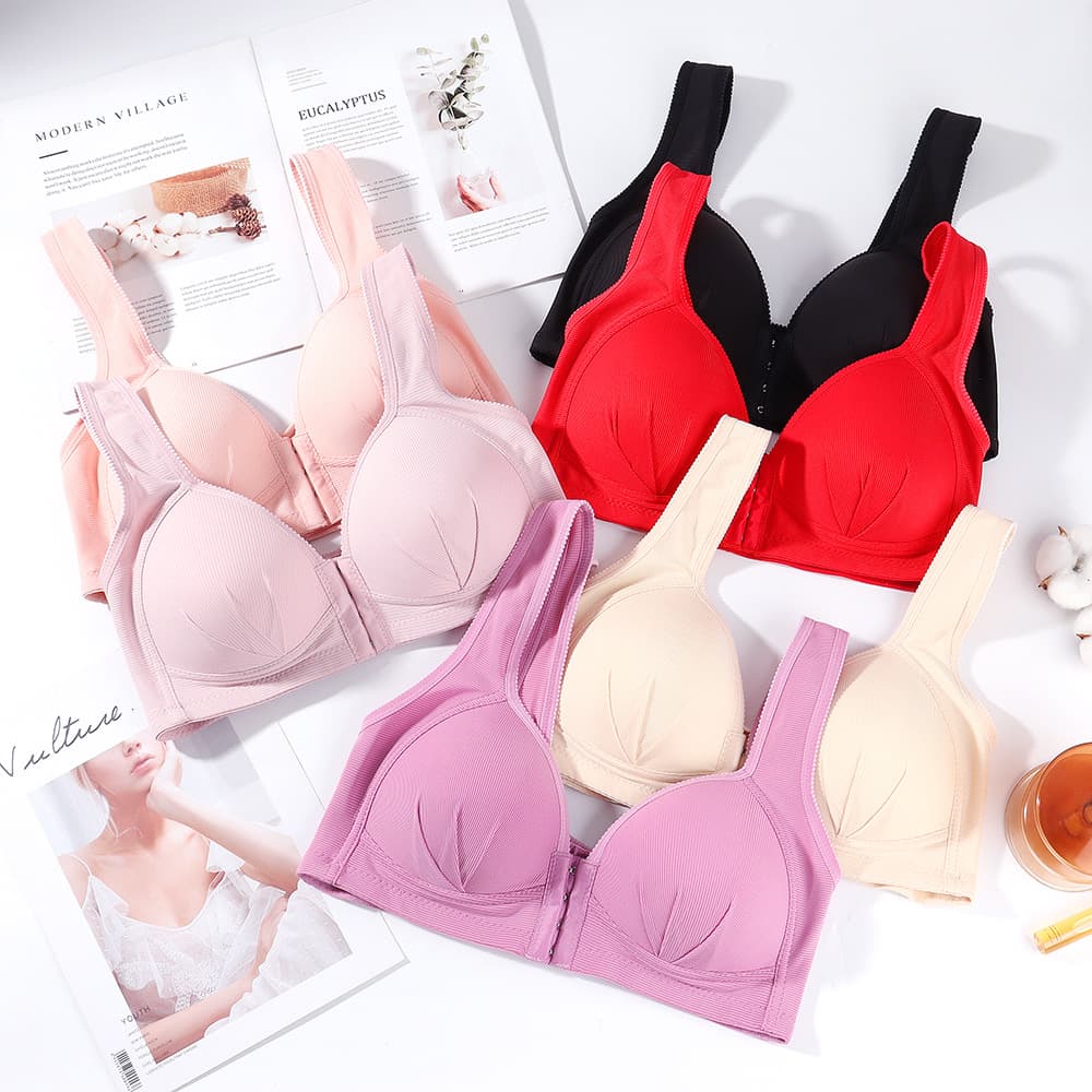 New Women's Bra Middle-aged and Elderly Plus Size Mother's Underwear Front Buckle Bra Vest-style Non-rimless Bra for Women