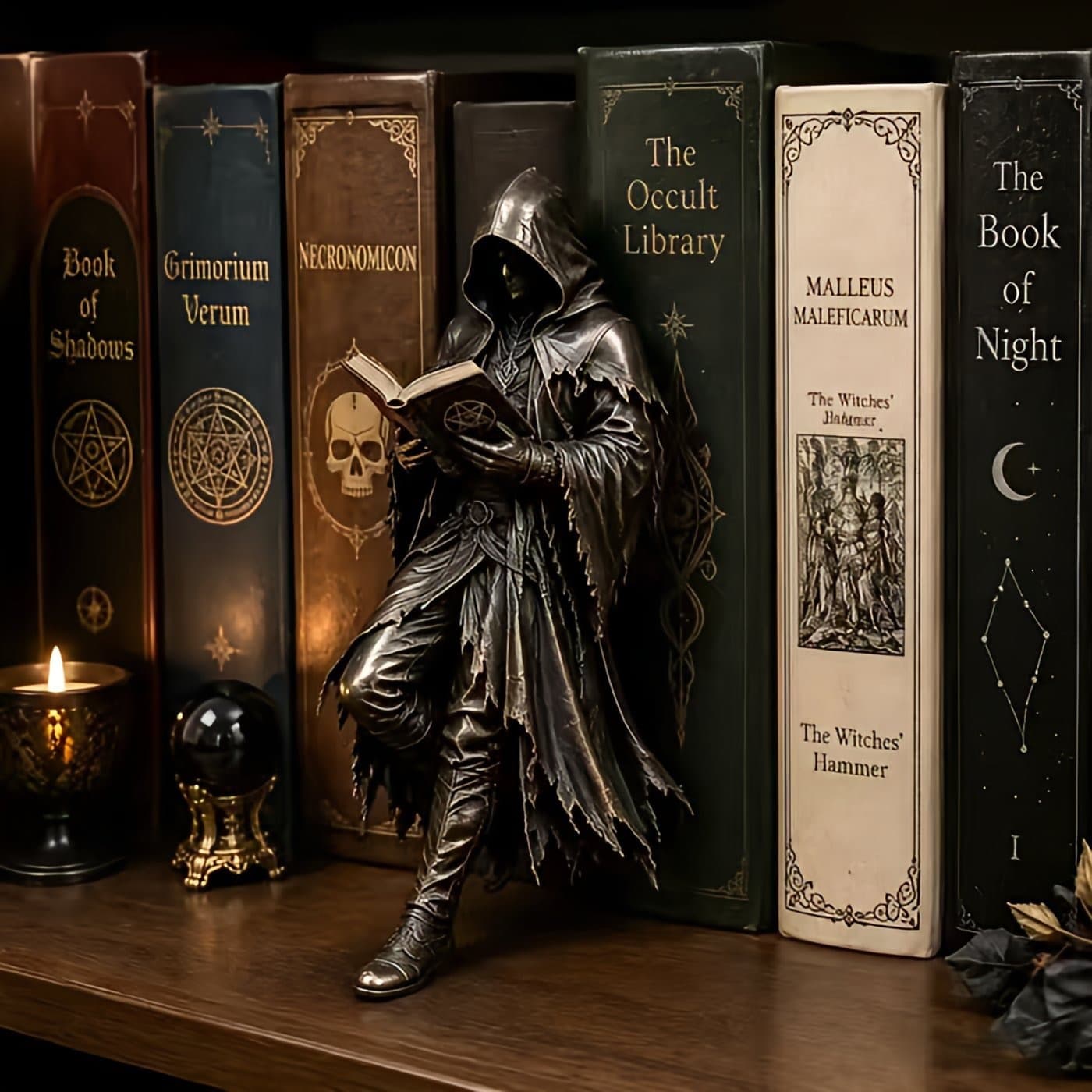 New Cross-Border Gothic Grim Reaper Bookshelf Ornament Dark Academia Bookshelf Decor Resin Craft Halloween