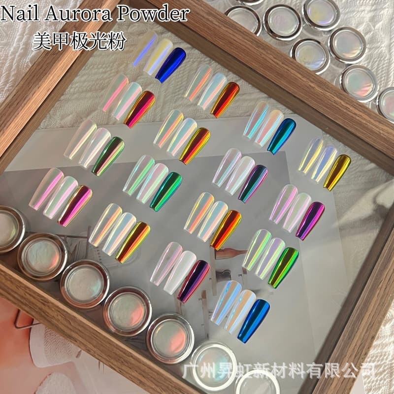 Cross-border Supply Moonlight Nail Powder High-bright Neon Pink Super Shiny Fine Mirror Iridescent Fairy Aurora Powder Magic Mirror Powder