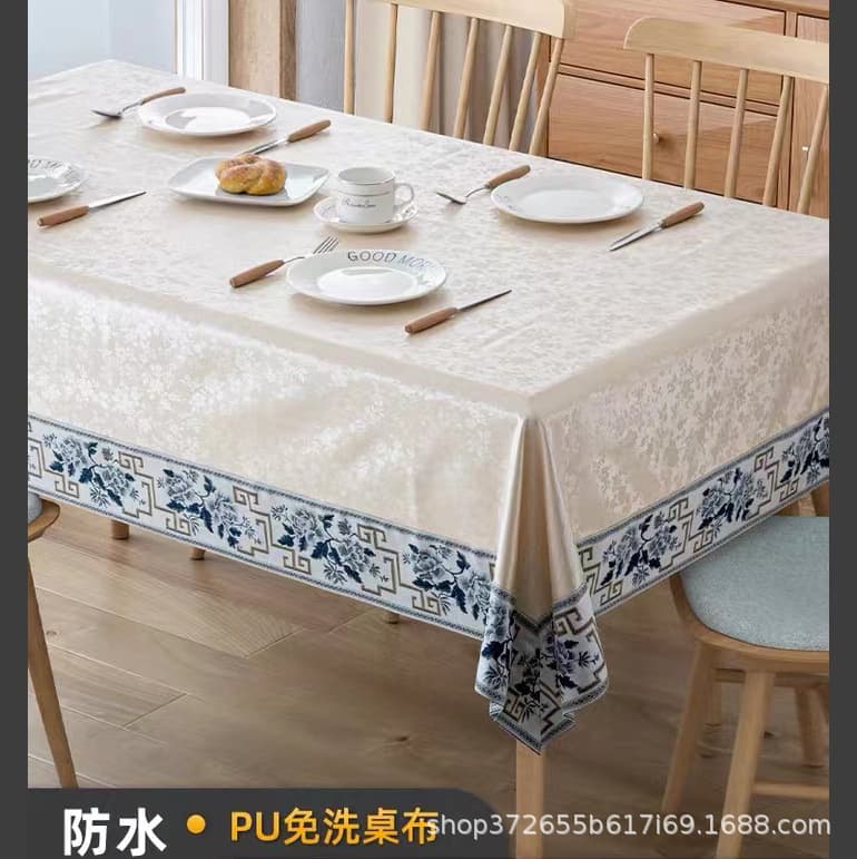 Light Luxury Tablecloth, Waterproof Oil-proof Heat-resistant Wash-free PU European Style High-end Dining Table Cover, Home Tea Table Cloth, Hotel Tablecloth