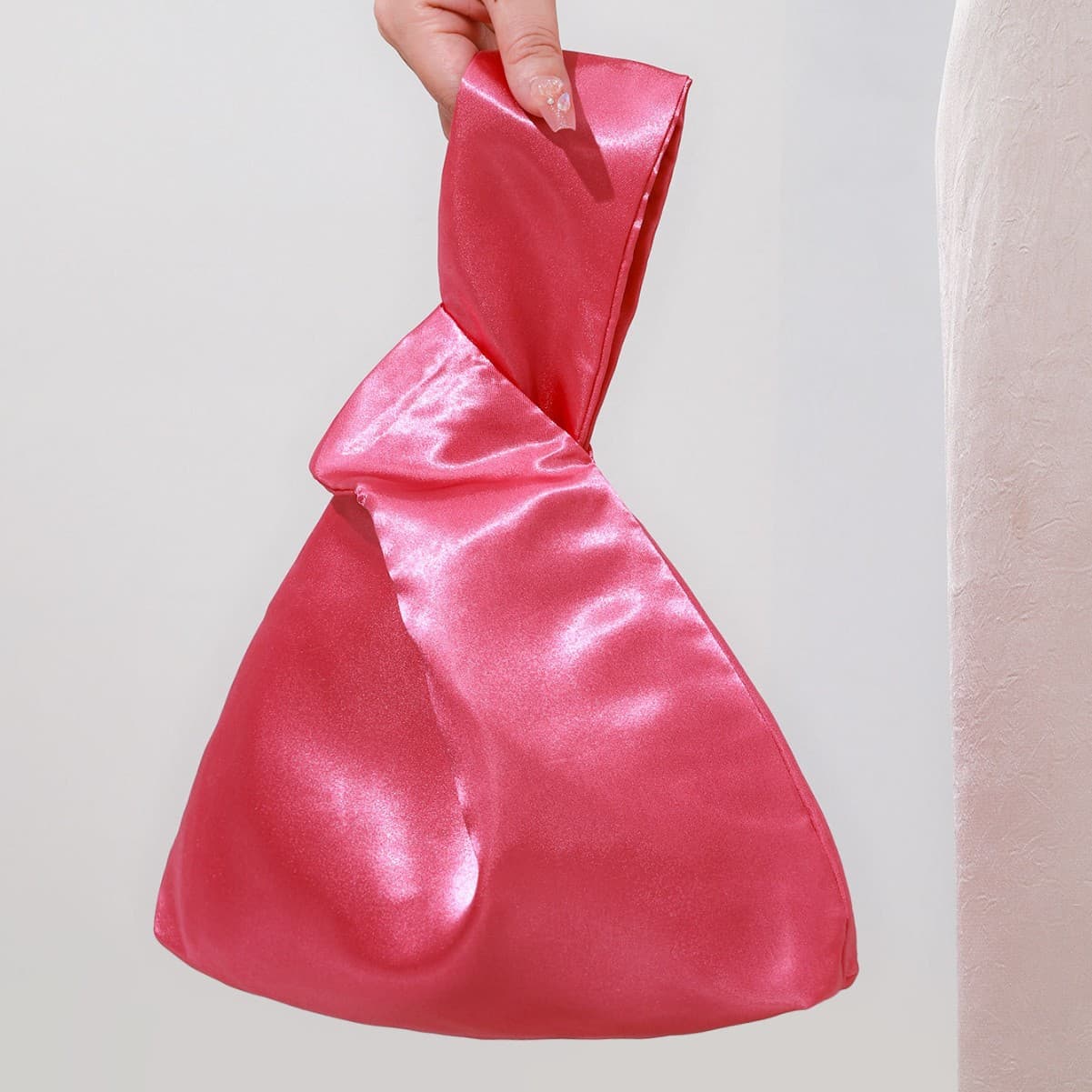 Solid Satin Japanese Style Handbag Vest Bag Irregular Shape Minimalist Women's Gift Wedding Evening Bag