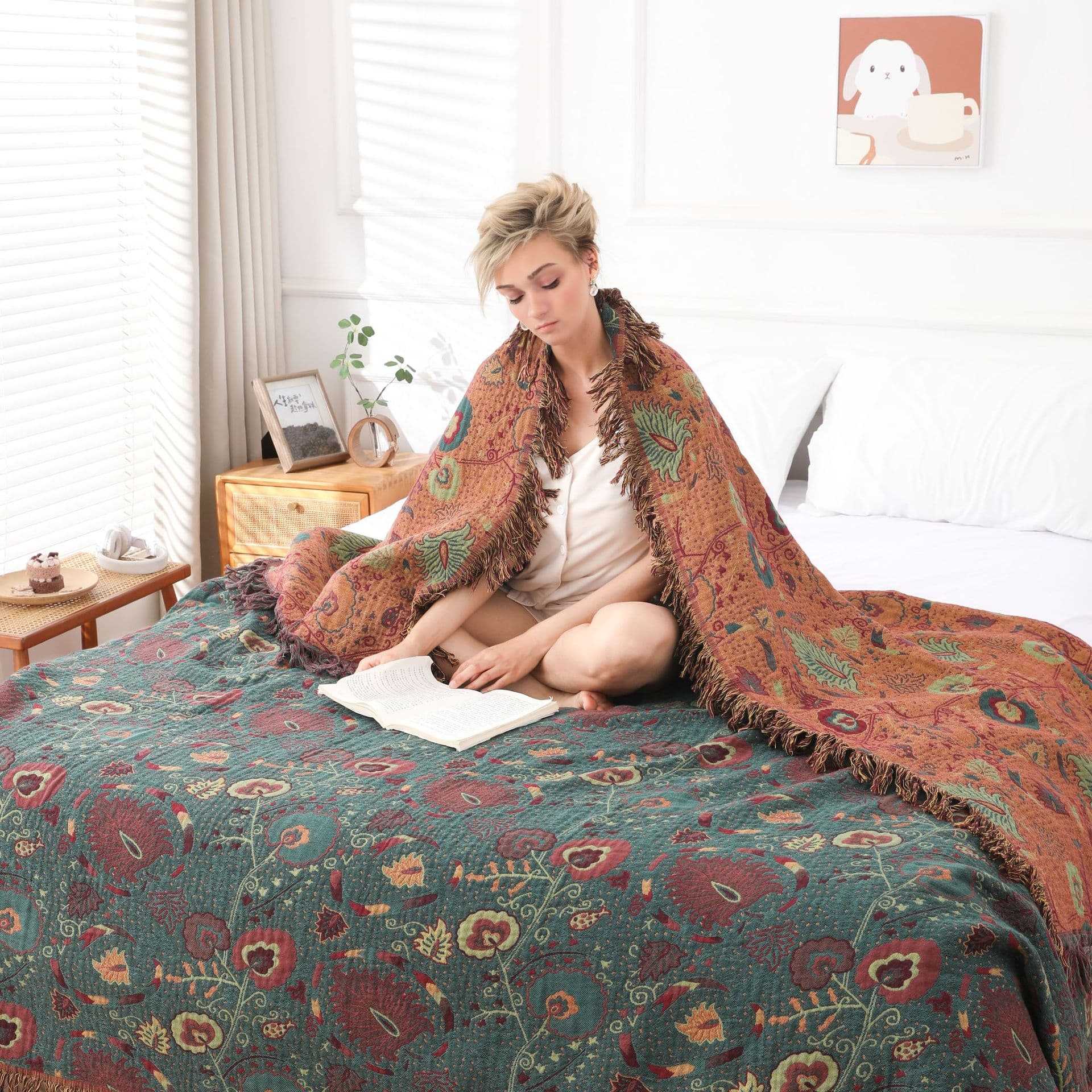 Cross-border pure cotton yarn cover blankets, single and double summer cool quilts, summer thin air-conditioned quilts, office nap and rest blankets
