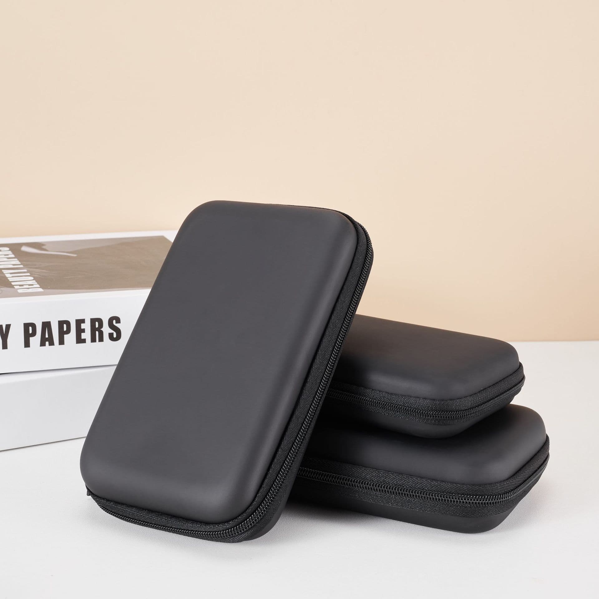 EVA Storage Bag Bluetooth Earphone Cable Organizer Multifunctional Hard Drive Zipper Case Black Portable Storage Box