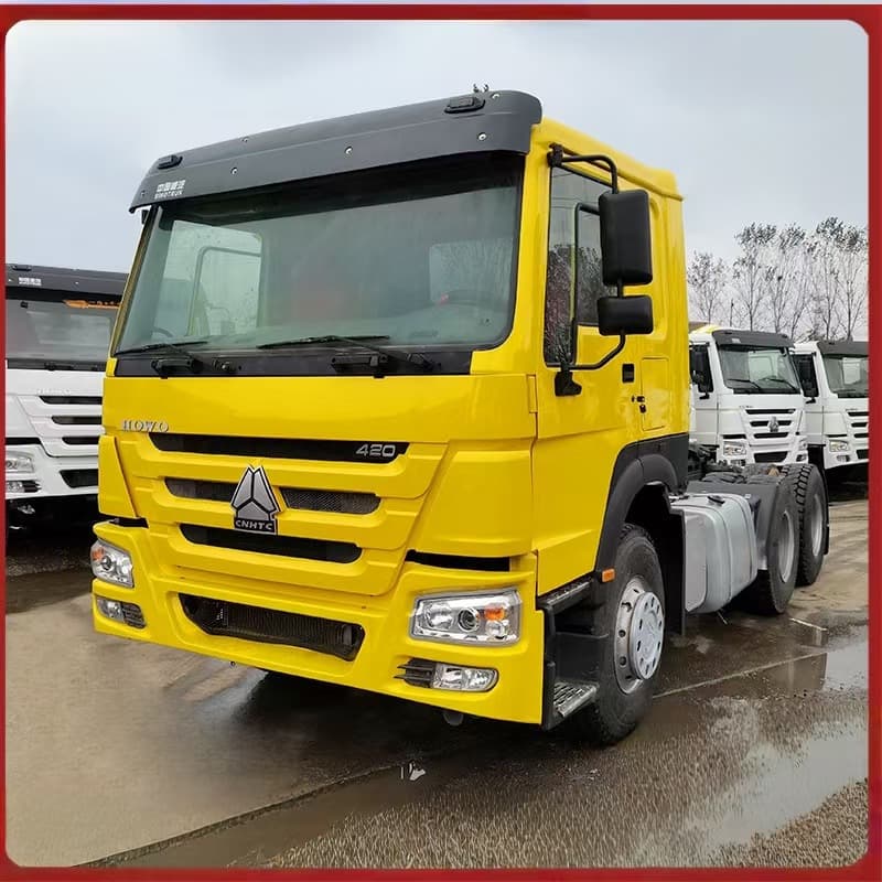Eight-wheel Howo tractor unit for sale, dual-axle semi-trailer unit, 371 horsepower transport unit.