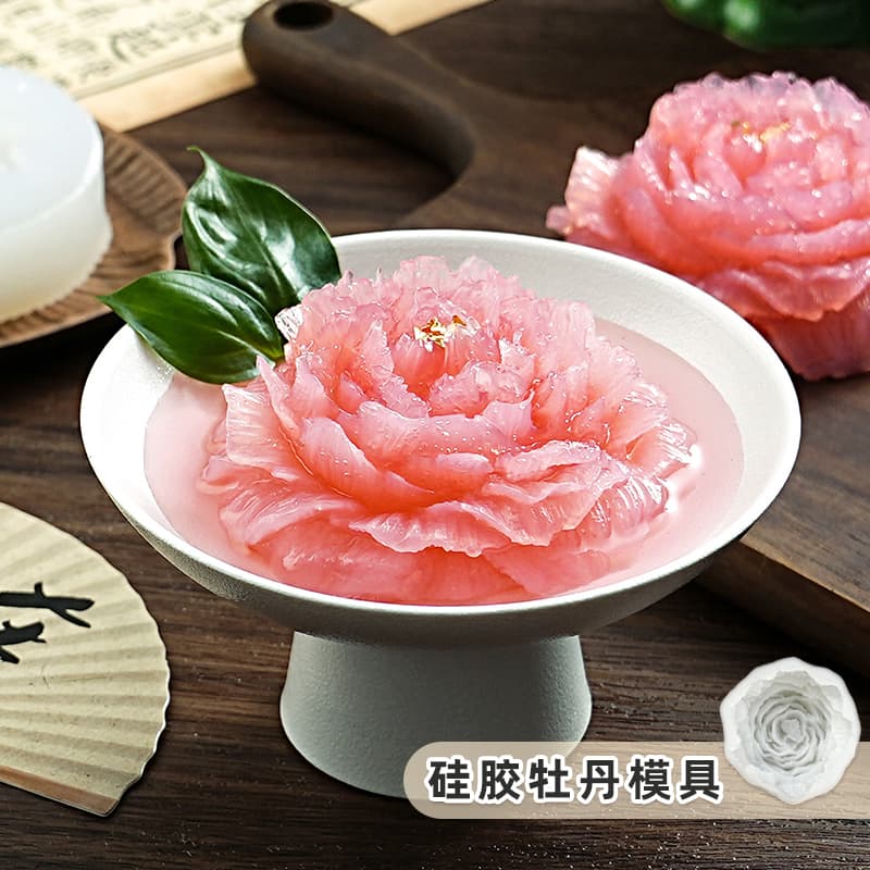 3D Peony Flower Ice Cube Mold DIY Home Use Panna Cotta Pudding Mousse Baking Food-Grade Silicone