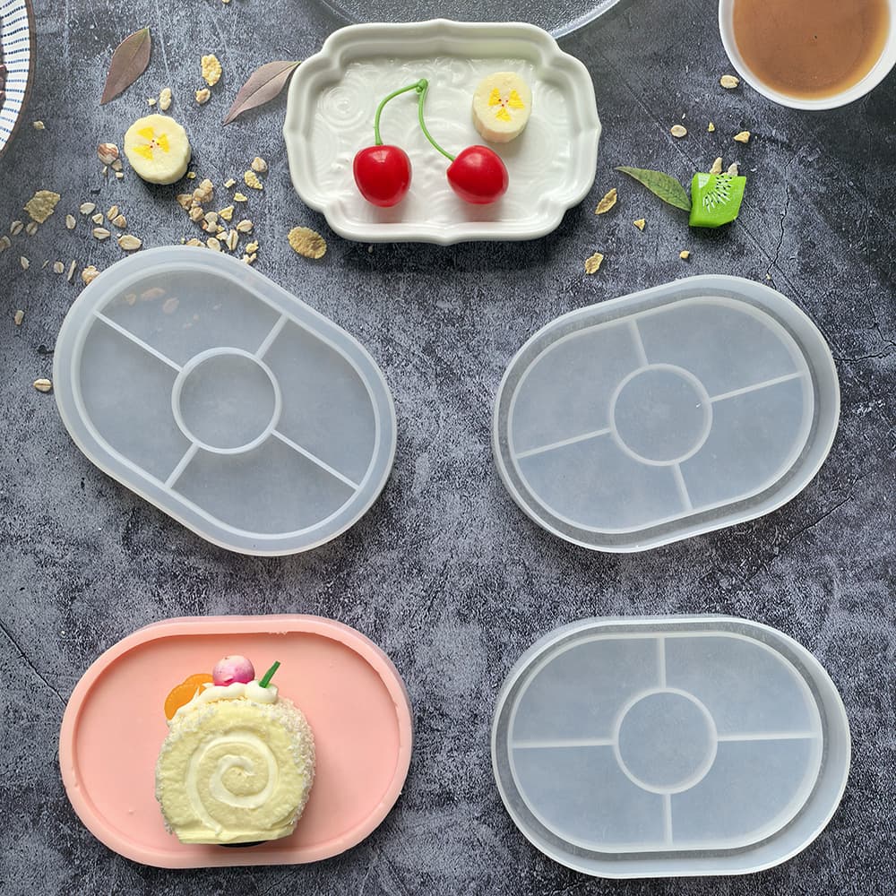Small Oval Coaster Mold Silicone Epoxy Resin Tray Mold DIY Casting Craft Decoration 266