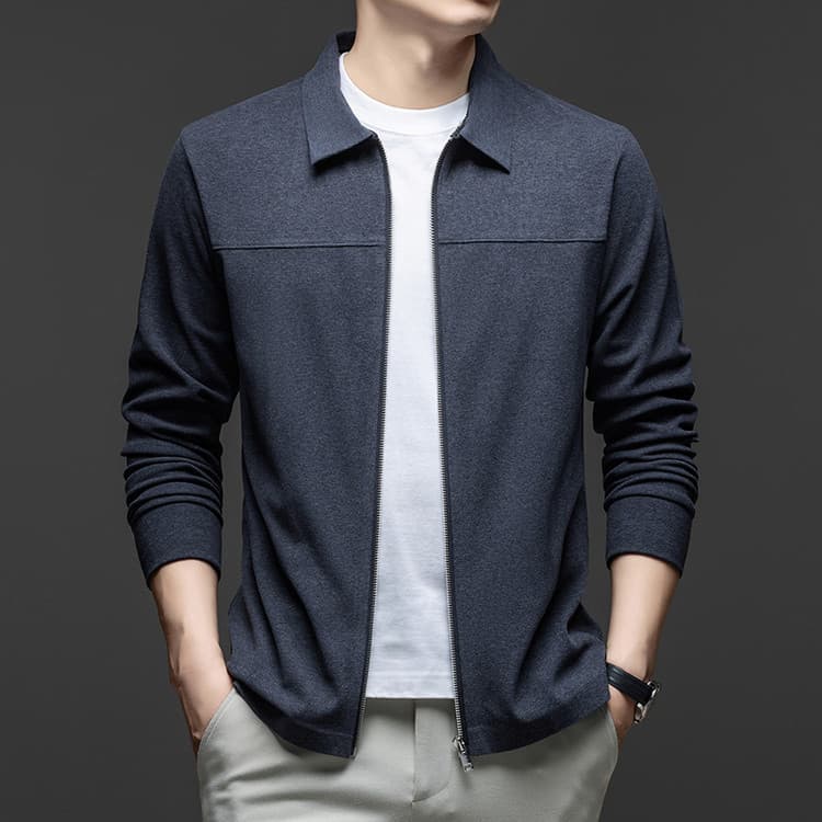 2025 Fall/Winter Men's Hot Picks for Middle-Aged Men: Cotton-Silk-Nylon Knit Zip-Up Collar