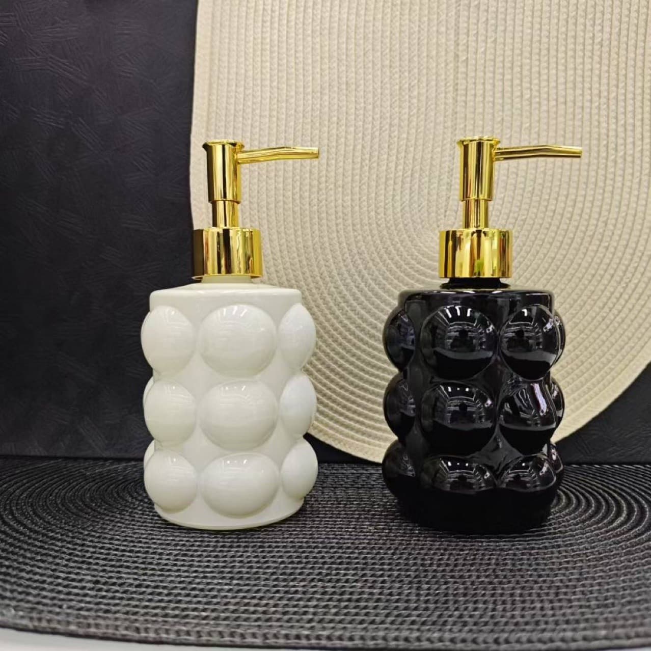Ceramic Soap Dispenser Bottle, Luxury Hotel/Resort High-end Shampoo & Body Wash Refillable Bottle, Press-type Home Use