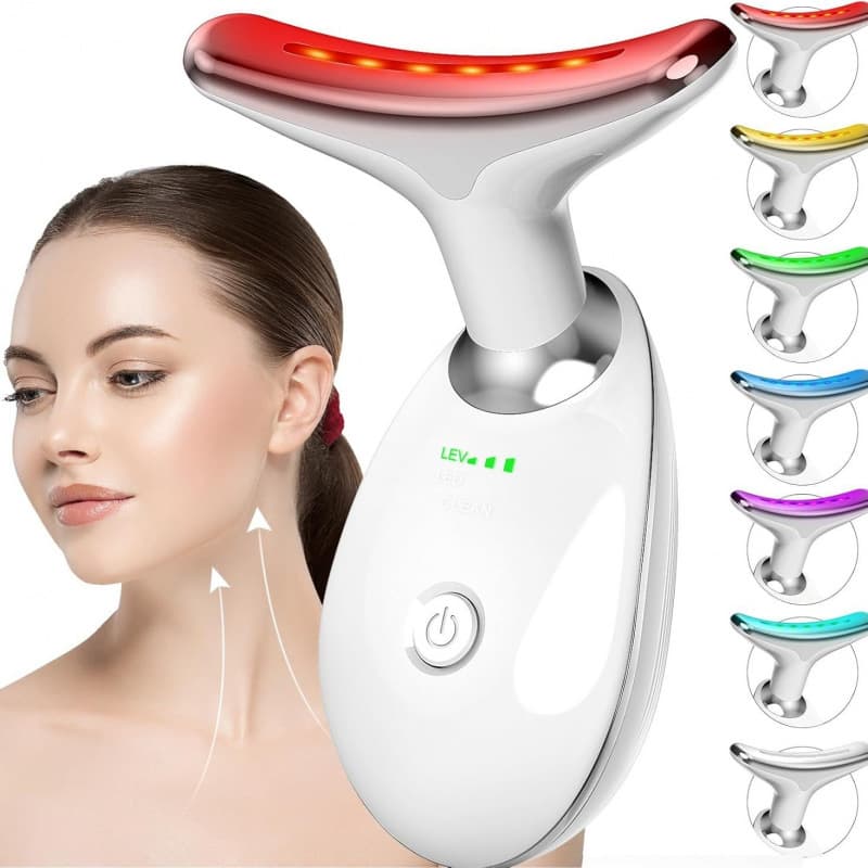 Cross-border factory home neck massager, vibrating massager, color light skin rejuvenation facial and neck wrinkle massager.