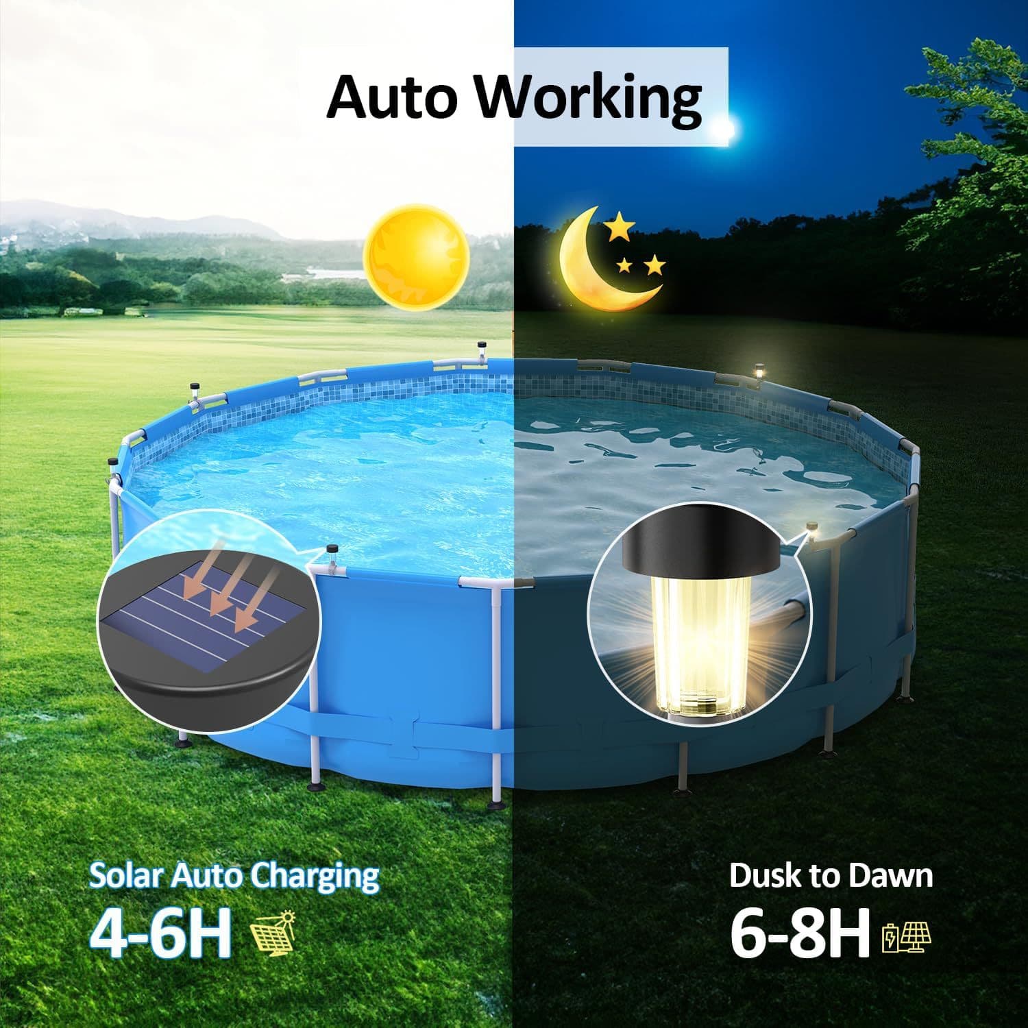 Solar LED Pool Light for Above Ground Pool Fence Decoration, Waterproof LED Pool Accessory Night Light