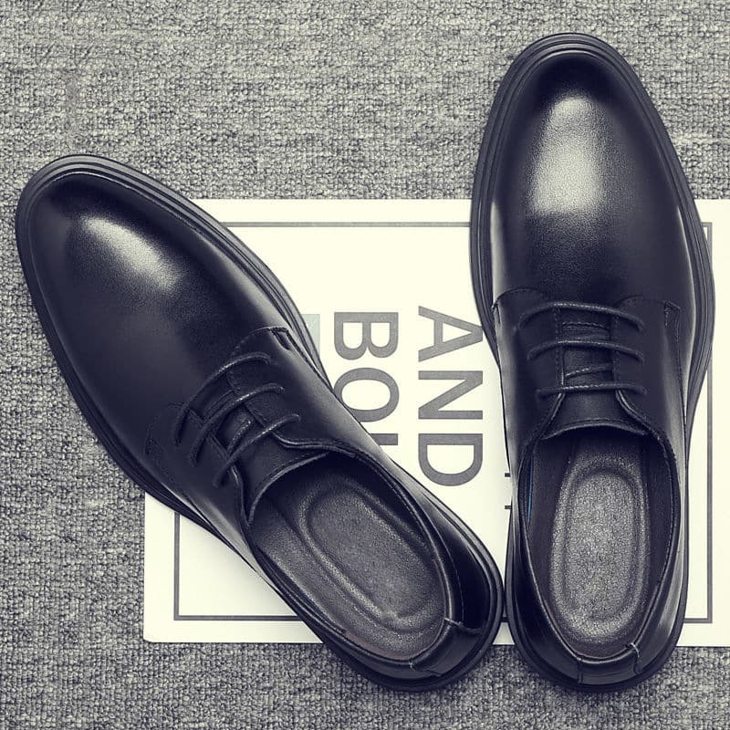 Men's Leather Casual Business Formal Shoes, Genuine Leather, Soft Leather, Soft Sole, Casual Cross-Border Men's Shoes, Height-Increasing, Work, Wedding, Groom