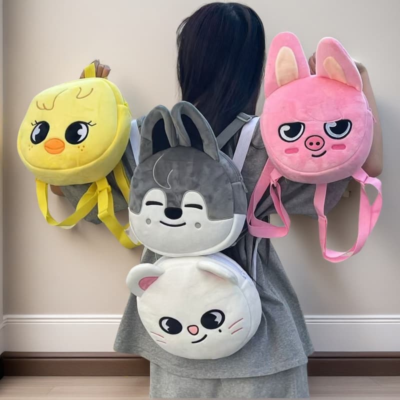 Straykids Student Backpack Lee Know Hyunjin Mini School Bag SKOO Plush Small Backpack
