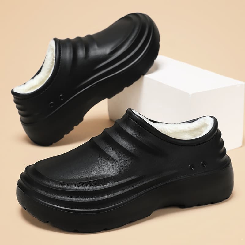 Cotton Slippers Men Autumn/Winter 2025 New Style Anti-Slip Waterproof Fleece-Lined Warm Chef Shoes Closed-Toe Cotton Shoes Men