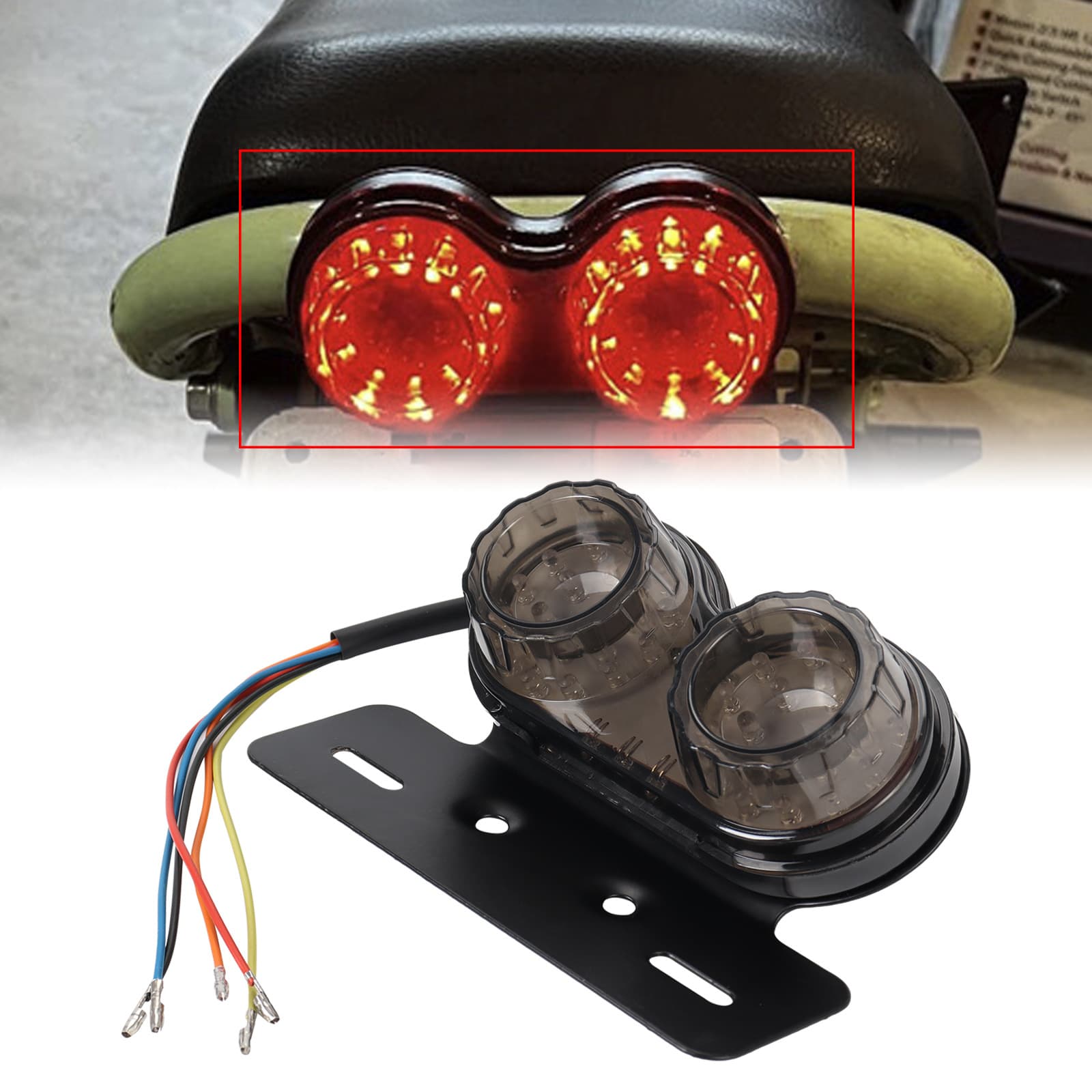 Motorcycle Modified LED Tail Light for Harley Cruiser, Off-Road, Sand Bike, Vintage Rear Tail Light Brake Light