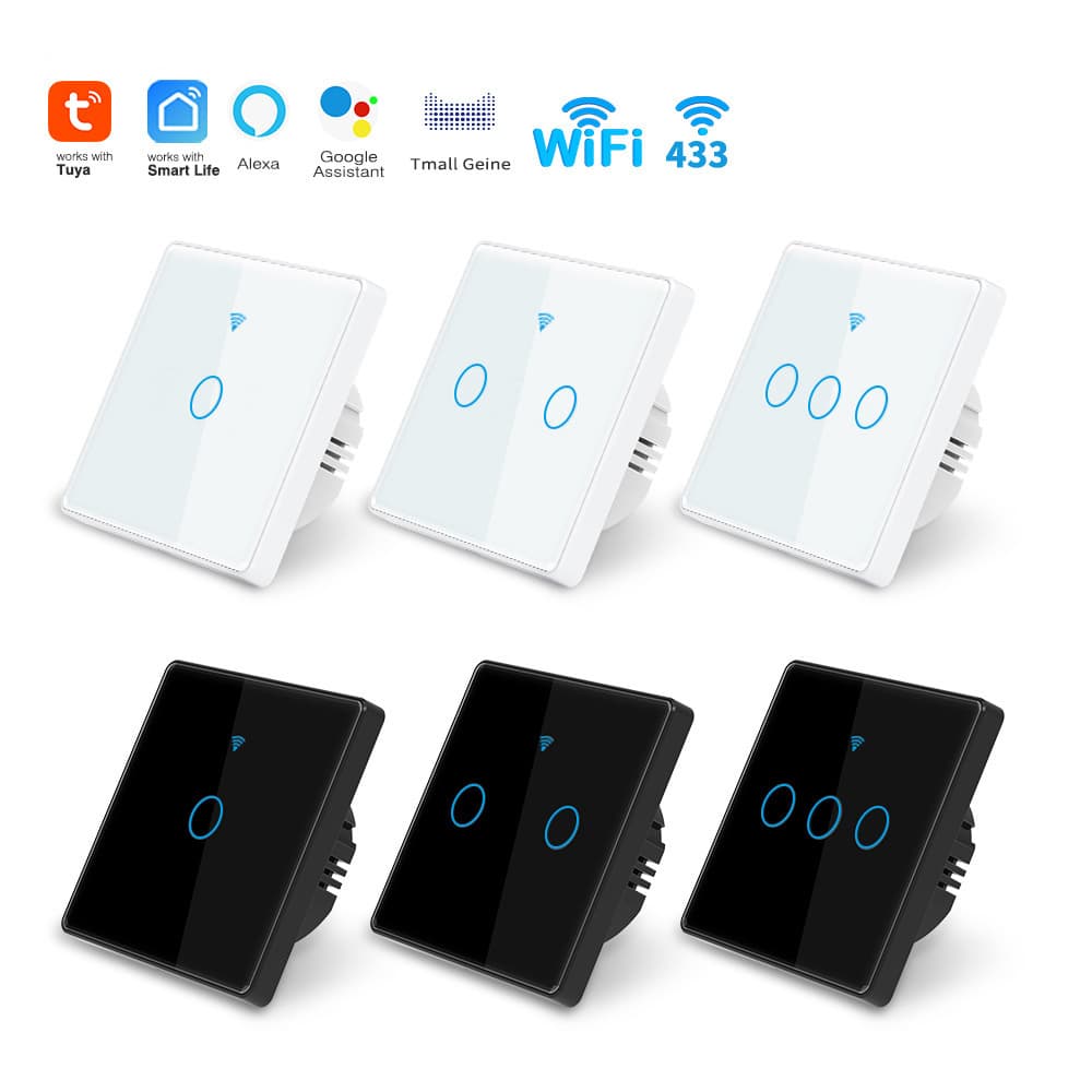 Tuya WiFi smart switch home smart wireless control panel alexa voice glass touch switch