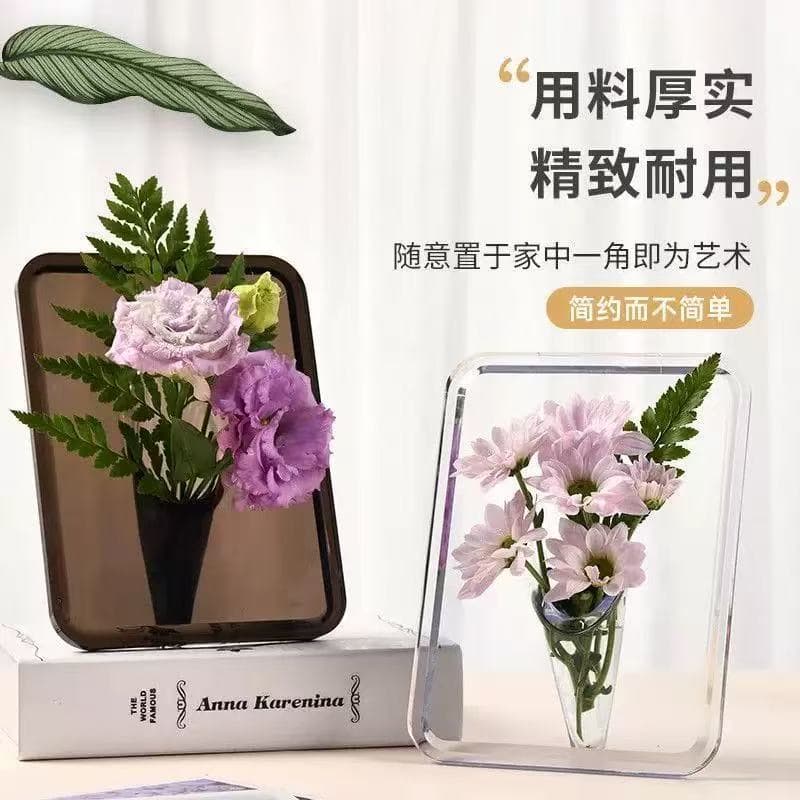 Creative art photo frame vase hydroponic flower arranging device transparent vase office B&B home light luxury decorative ornaments