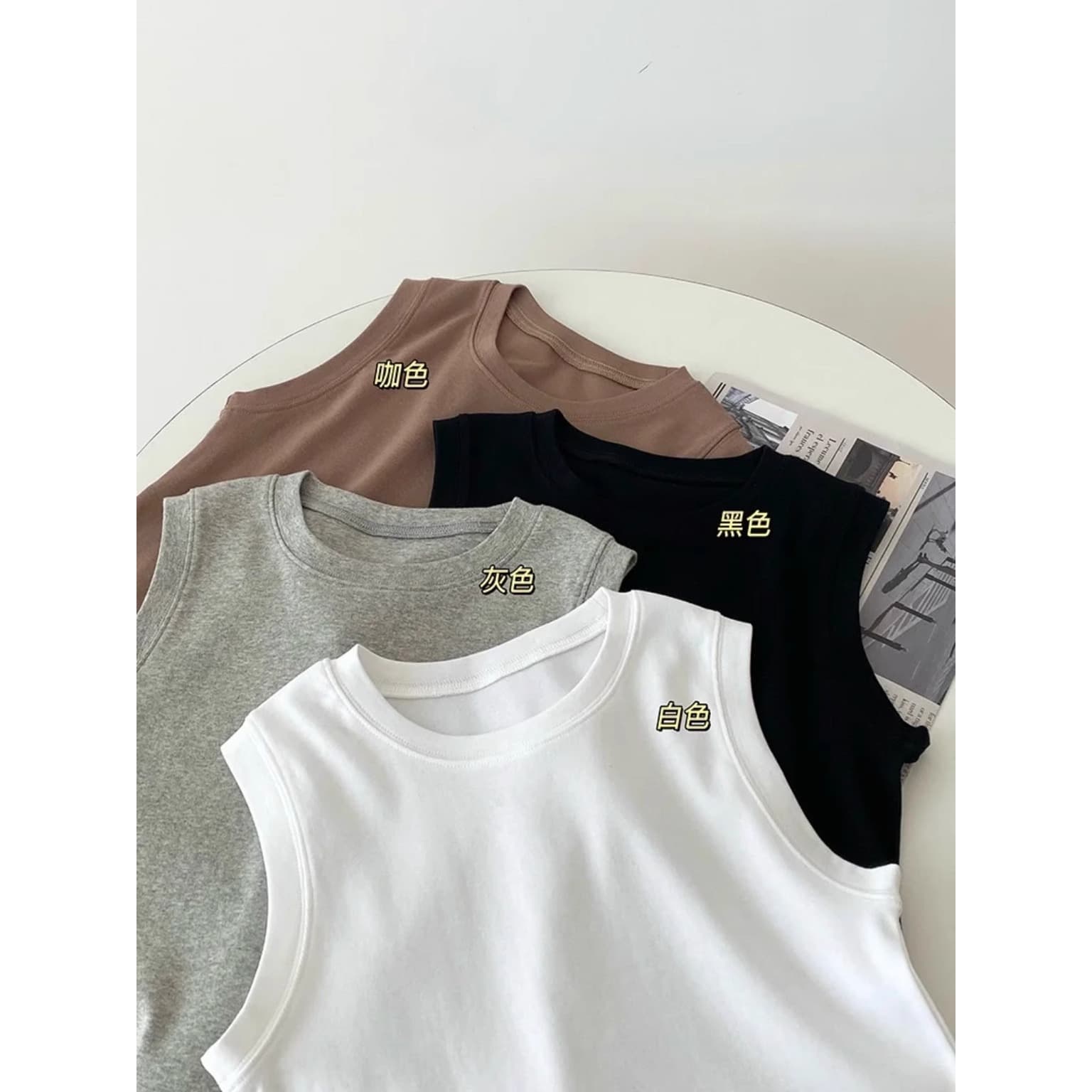 Basic Versatile Pure Cotton Vest for Women in Summer, Breast-Retracting Outer Wear Bottoming Top, Simple Casual Style Sleeveless Suspender Belt