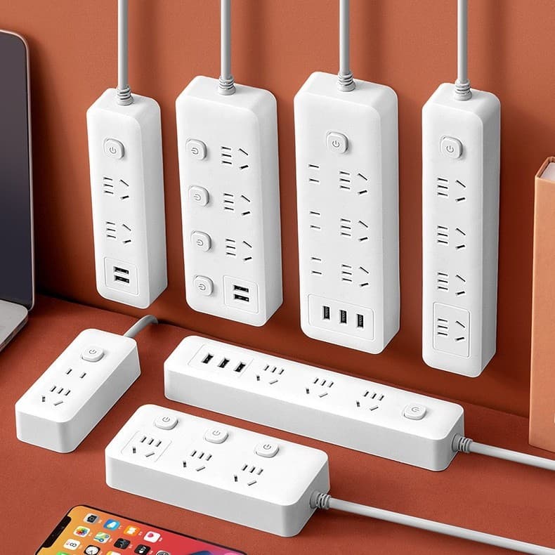 Xiaobai Power Strip with USB, Home Multi-Outlet Extension Cord with Independent Switches, Long Cable, Multi-Hole Socket Board