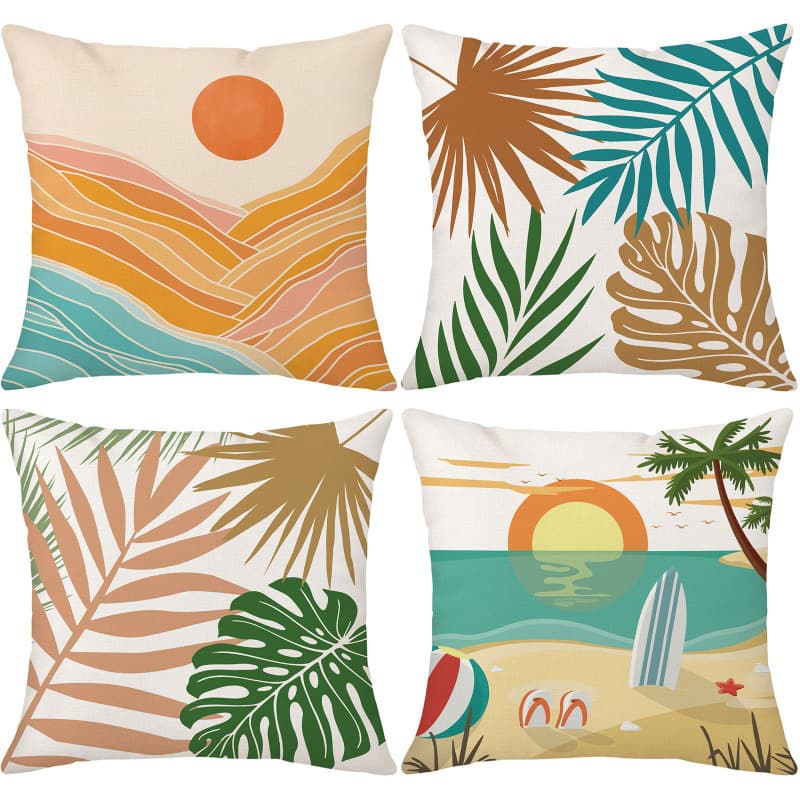 New Cross-Border Pillow Cover, Amazon Hot Selling Summer Beach Pillow Cover, Home Decor, Sofa Waist Pillow, Back Cushion Cover