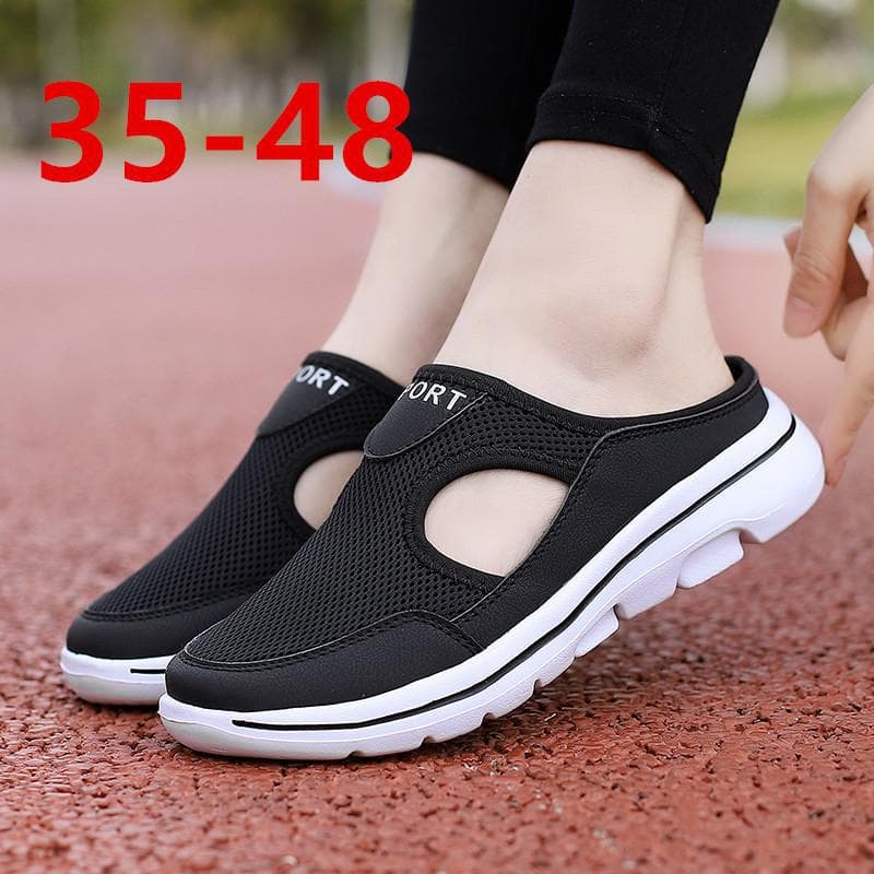 Cross-border autumn middle-aged and elderly mothers' large size men's and women's shoes outdoor lightweight casual shoes breathable couple's Baotou half slippers