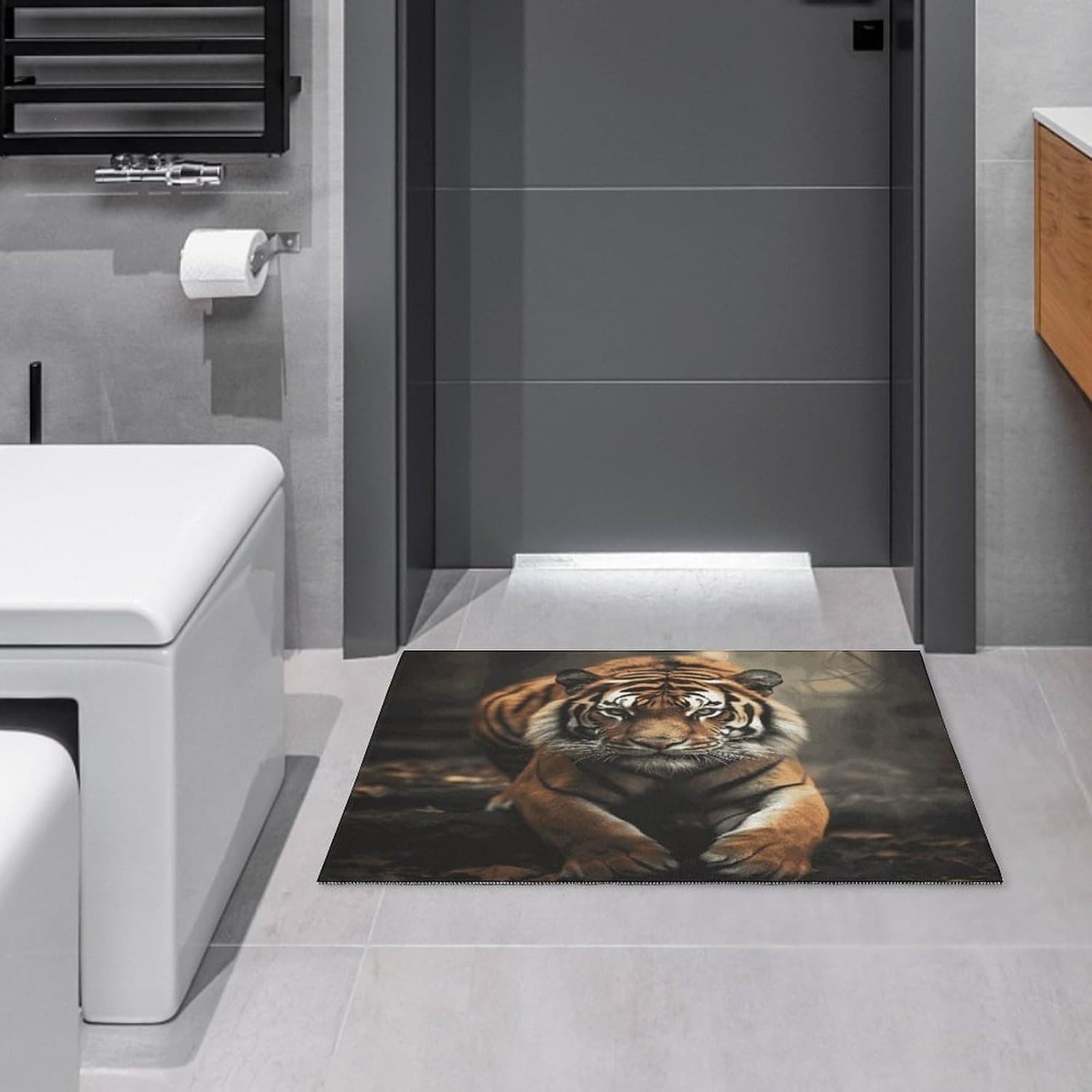 Cross-border Supply Crystal Velvet Vintage Realistic Tiger Majestic Living Room Entryway Decorative Floor Mat Home Carpet