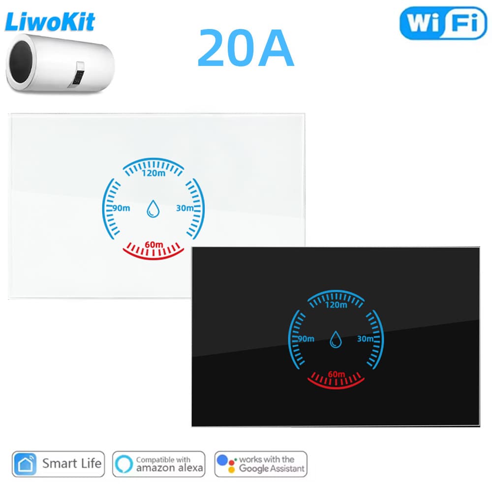 Tuya Smart Wifi Us Standard Water Heater Switch Zero Fire Line 20A Touch Panel Switch App Wireless Remote