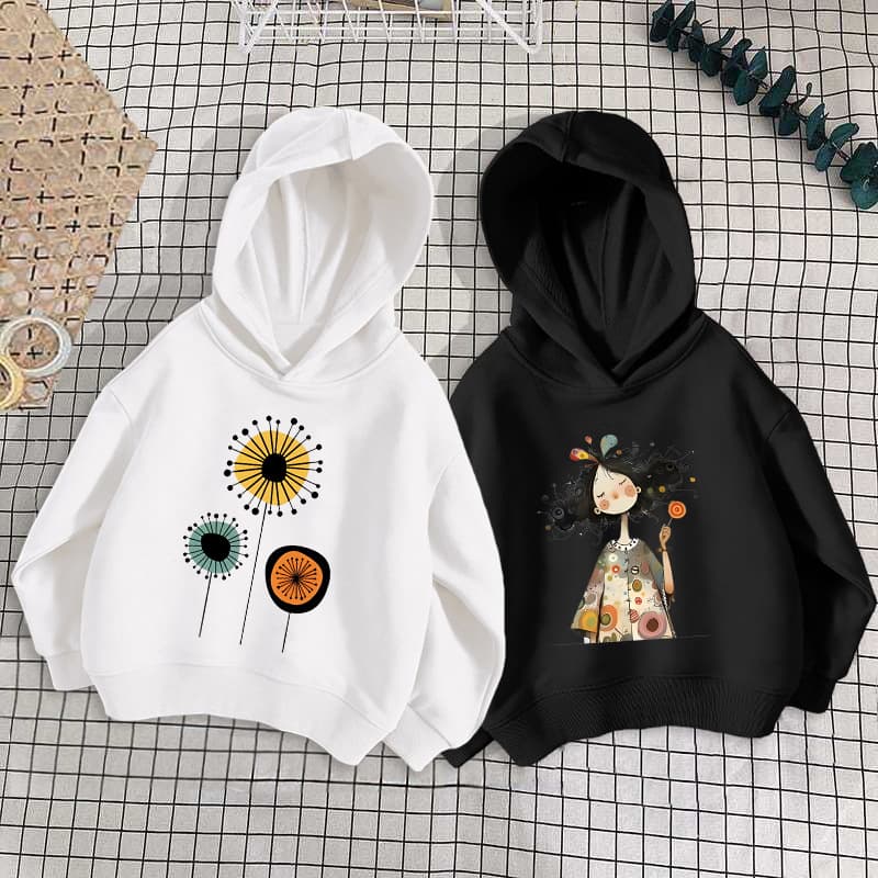 2026 Spring Autumn New Fashion Girls Sweatshirt Thin Hoodie Children Korean Style Long Sleeve Top Jacket Cross-Border Cotton