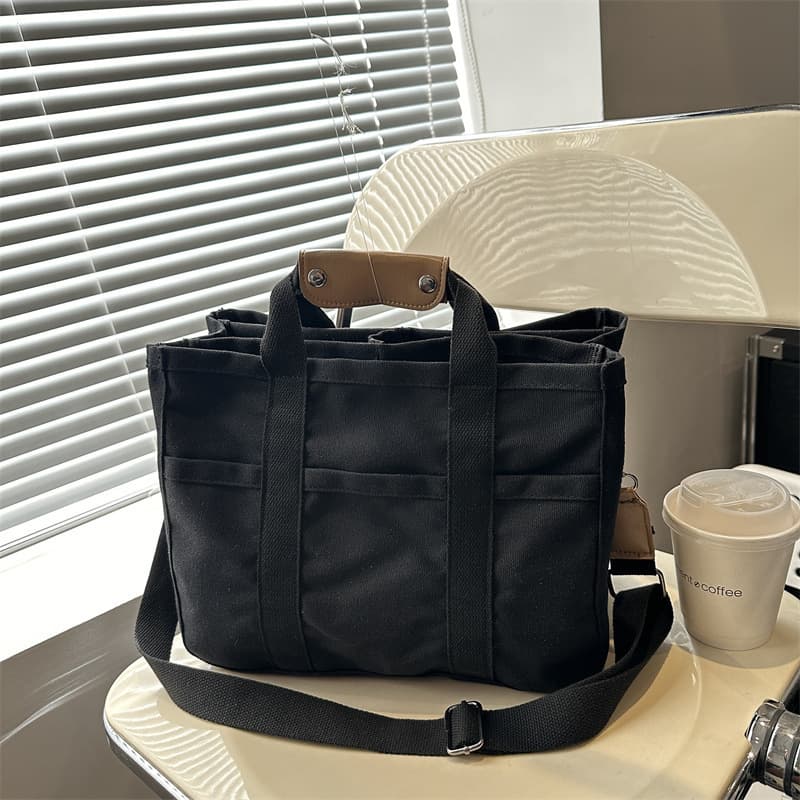 Multi-Compartment Maternity Diaper Bag, Large Capacity Canvas Tote, Handbag & Crossbody Bag with Multiple Pockets