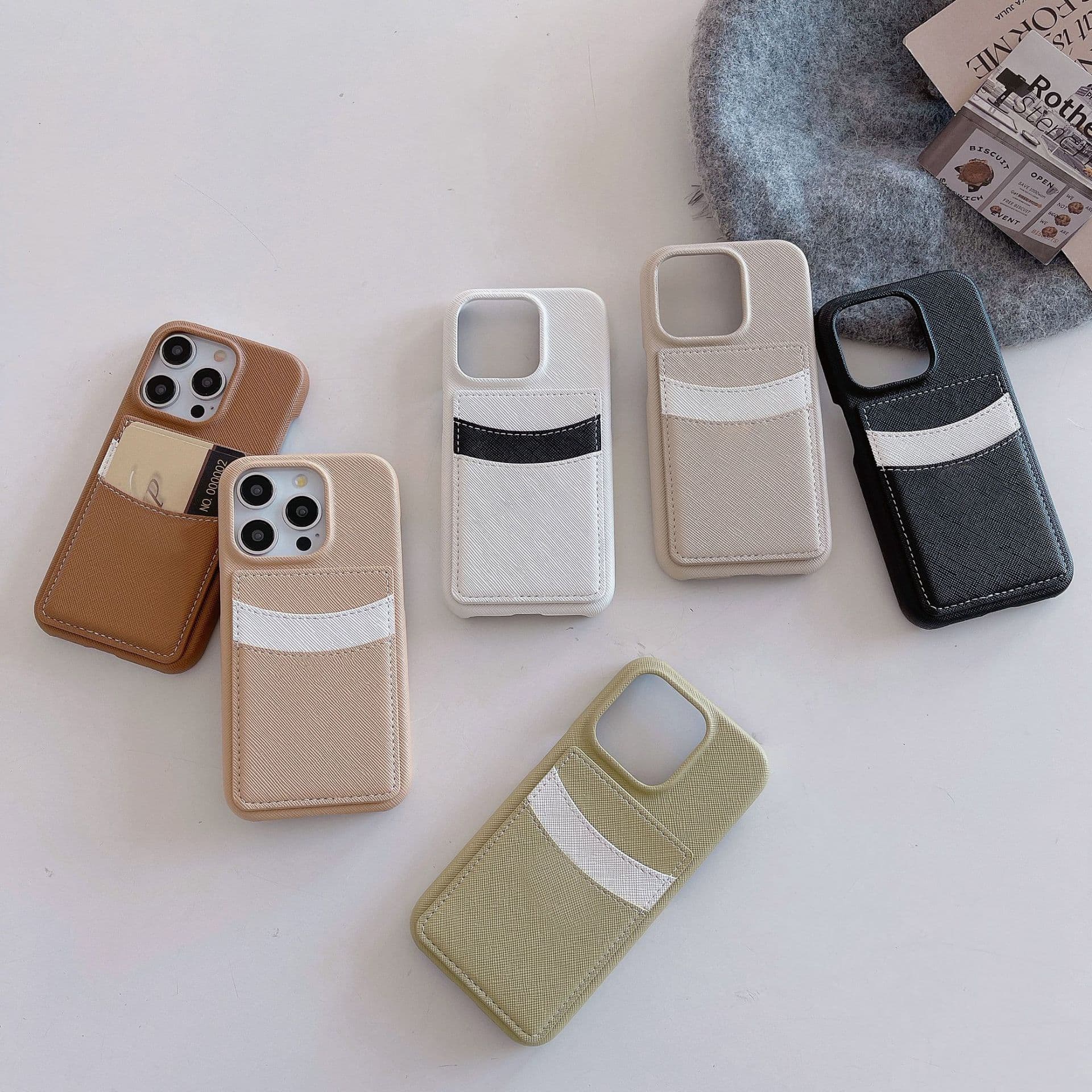 Cross-border mobile phone leather case suitable for iphone15 leather dual card mobile phone case apple 14 leather color matching 11pro