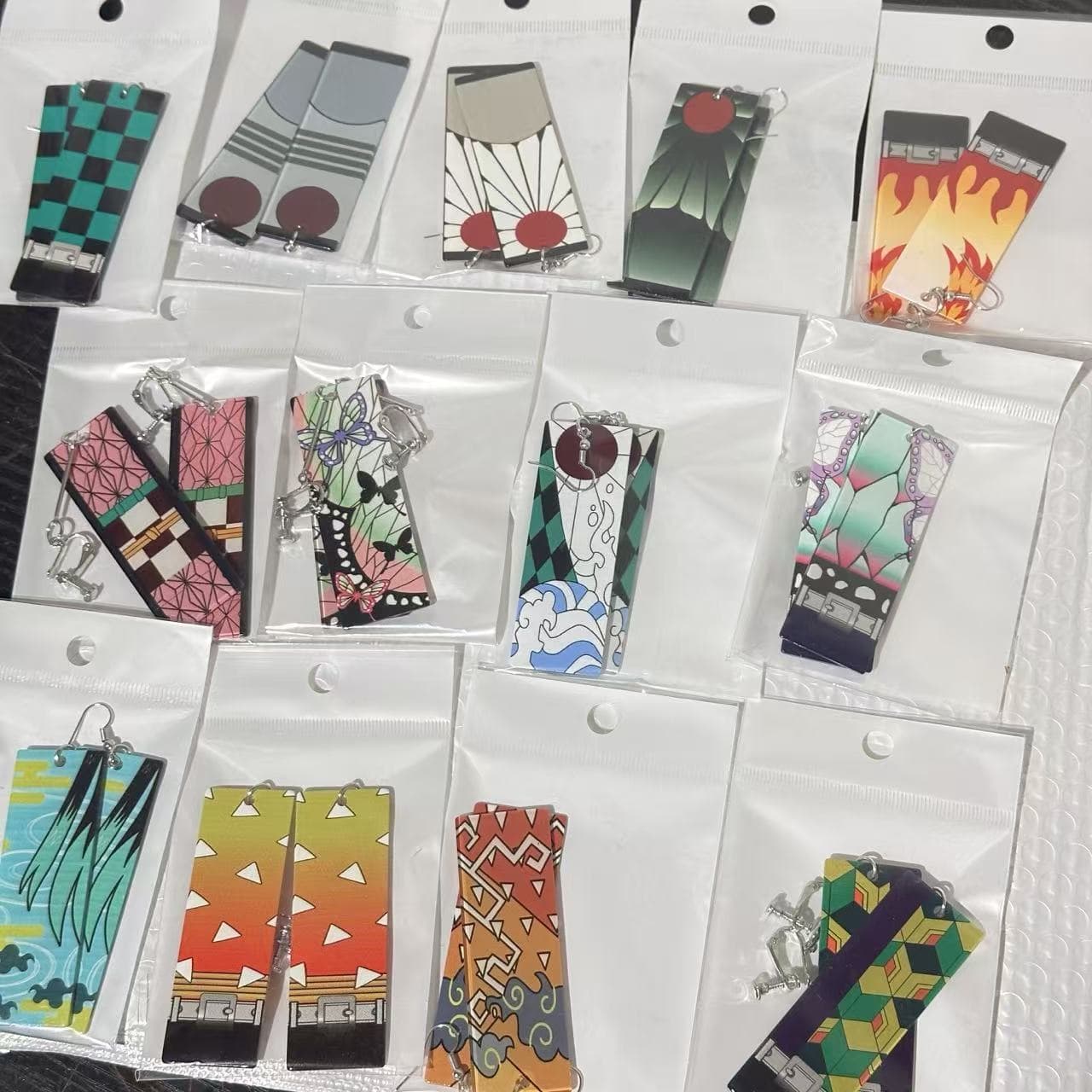 Demon Slayer Earrings and Ear Hooks Tanjiro Acrylic Double-sided Printed Earrings Earrings Anime Cos Props Earrings