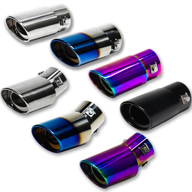 Cross-border wholesale car exhaust tip blue-burned tail pipe decorative parts large curved straight stainless steel car exhaust pipe muffler