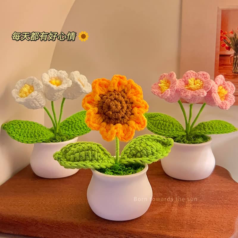 Birthday Gift Creative for Girls Best Friend Car Decor Desktop Sunflower Bouquet Handwoven Flowers