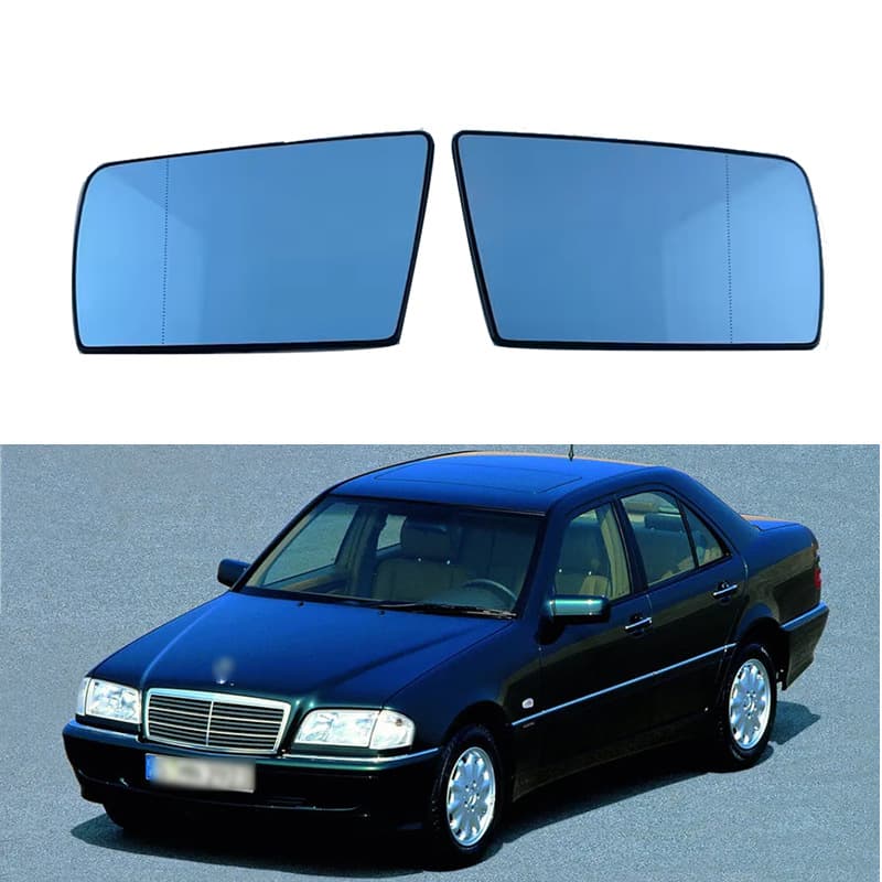 Blue Heated Rearview Mirror for Mercedes-Benz W202 W210 W140 1993-2000