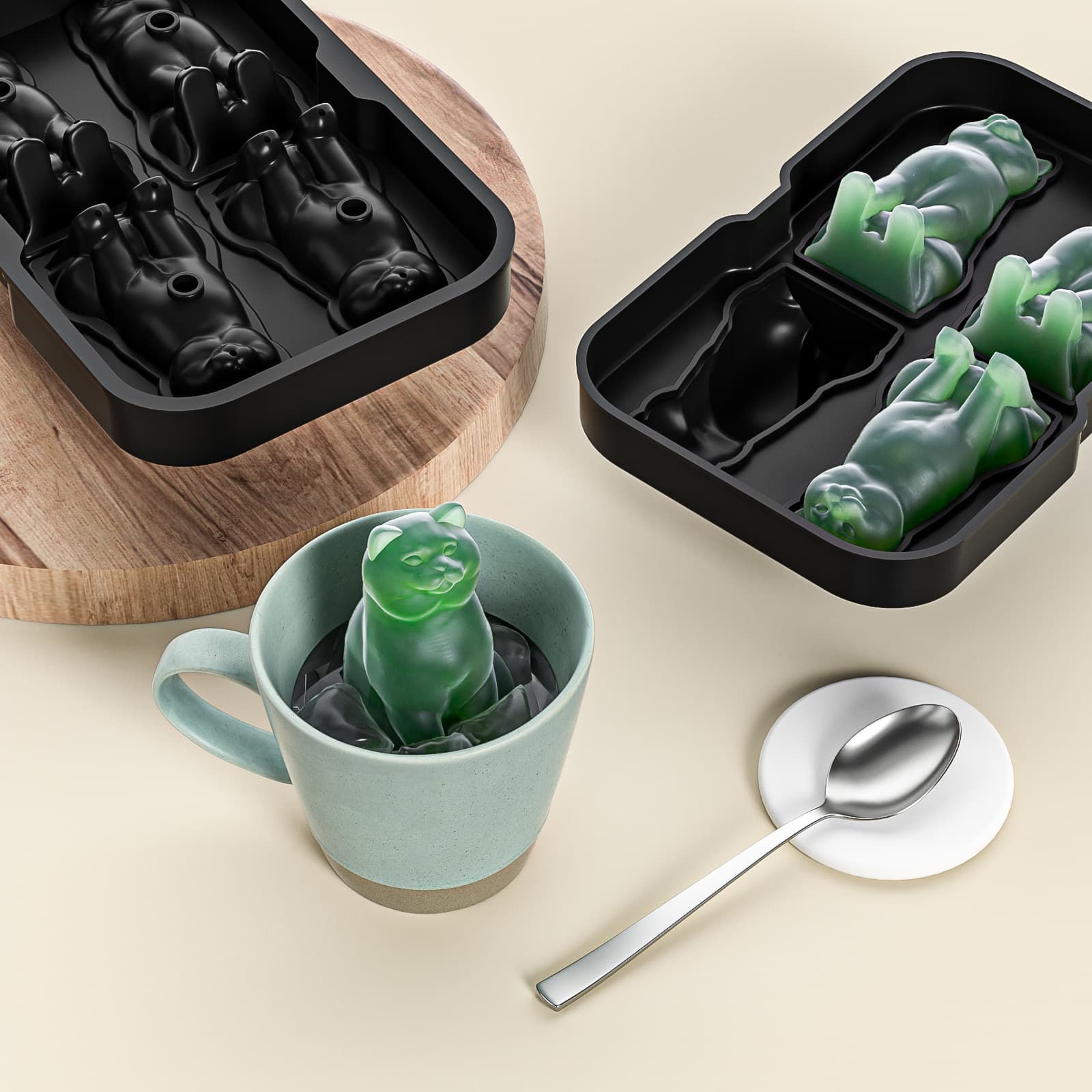 Amazon Best Selling Animal Shaped Ice Tray Blue Cat Ice Tray Cat Ice Tray Mold Whiskey Ice Box Bar