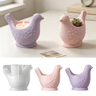 Dot Relief Bird Flower Pot Display Silicone Mold DIY Aromatherapy Gypsum Candle Container Base Mold Wholesale