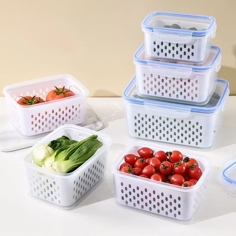 Cross-border 3300ml+1750ml+850ml Food Grade Refrigerator Storage Containers Freezer Sealed Plastic Fruit Boxes