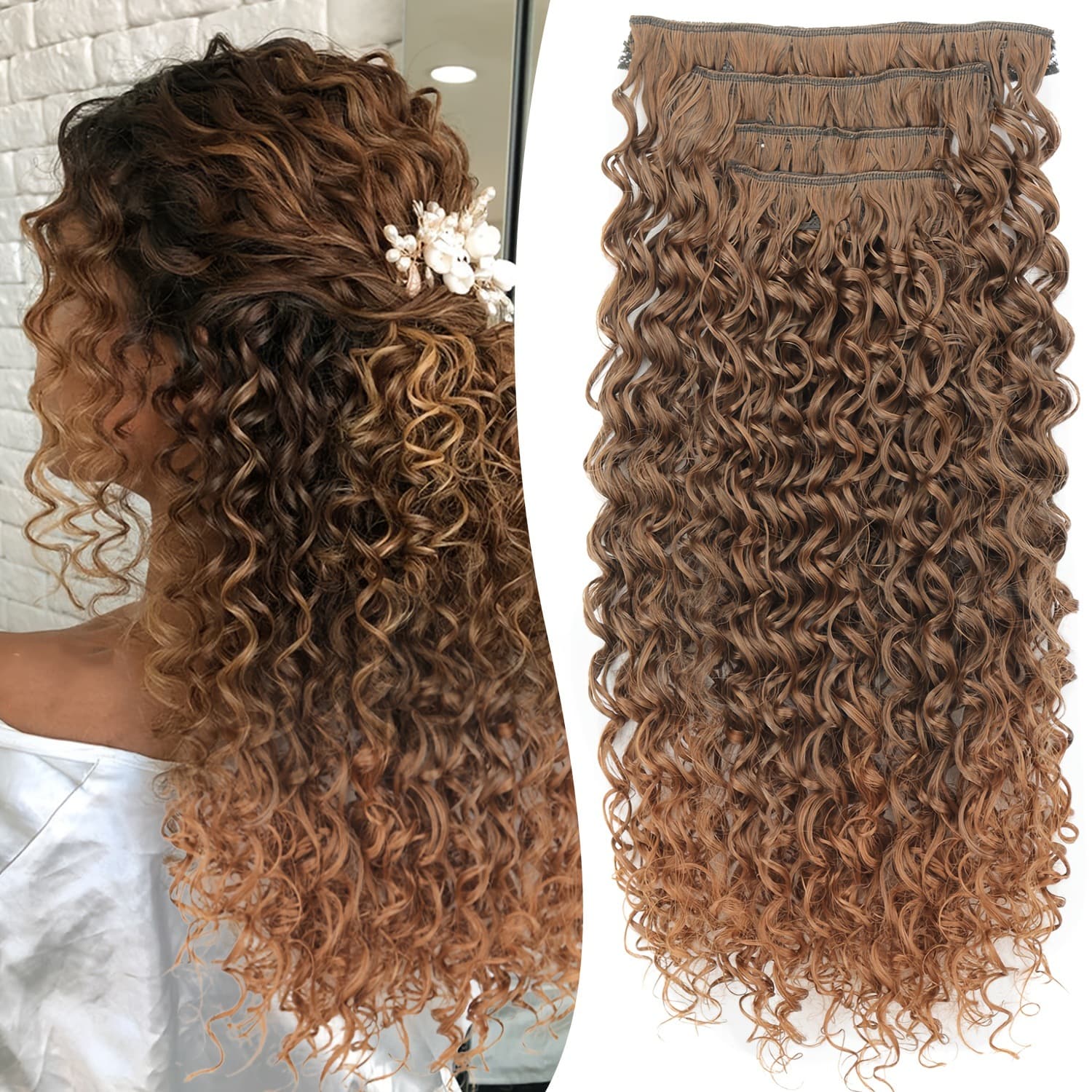 4 pieces curly crochet hair 20 inches water wave beach curly crochet hair women girls daily