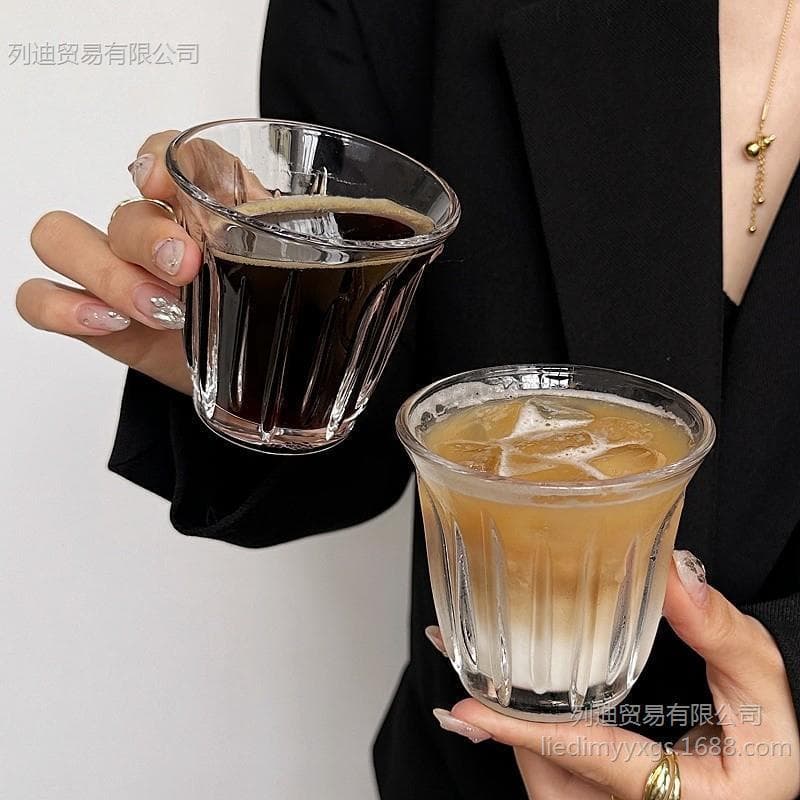 Dirty Coffee Glass Cup Ins Style Retro Iced Americano Latte Coffee Cup Cold Brew Flat White Cup Beverage Cup
