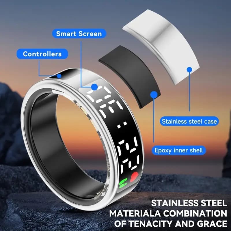 Cross-border SR08 Smart Ring with Display, Heart Rate, Blood Oxygen, Sports, Sleep, Health Monitoring, TikTok Scrolling, Gift Ring