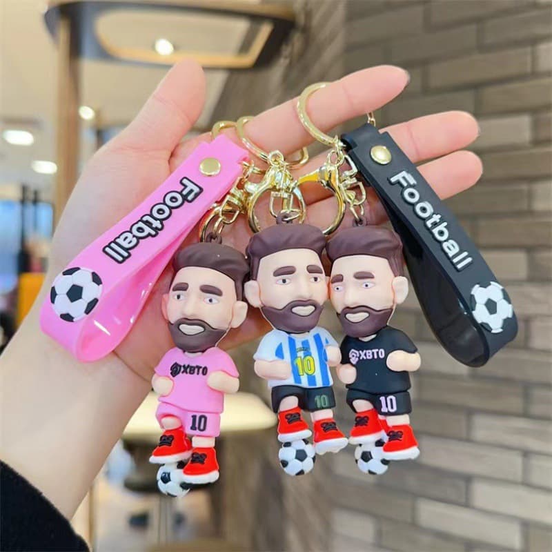 New Cartoon Football Star Messi Keychain Cute Bag Charm Car Key Chain Gift Wholesale