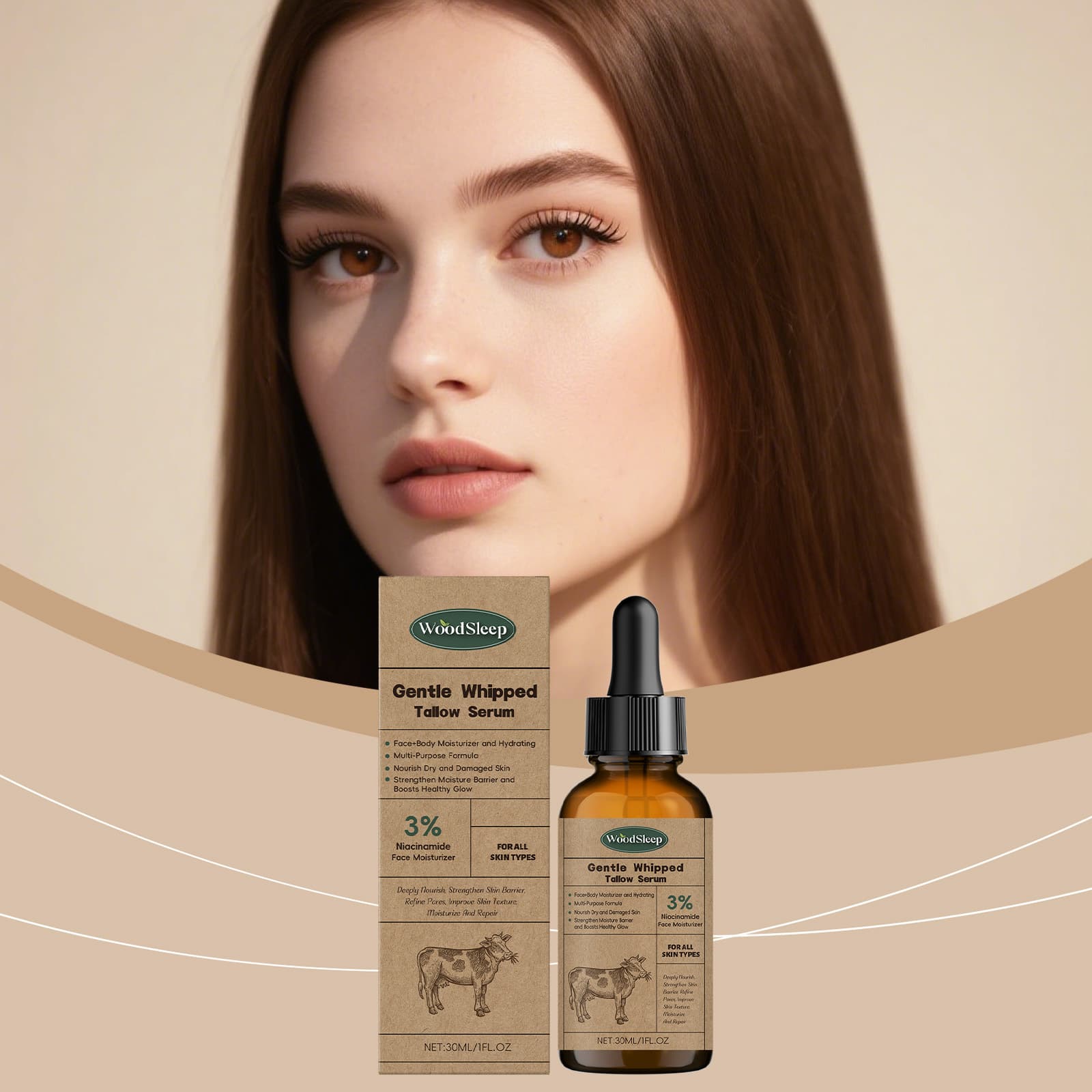 WOODSLEEP Beef Tallow Skin Care Serum - Hydrating and Nourishing for Smooth, Soft Facial Skin - Daily Care Essence