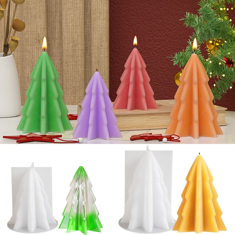 DIY Crystal Epoxy Christmas Tree Ornament Mold, Aromatherapy Plaster Christmas Tree Candle Silicone Mold