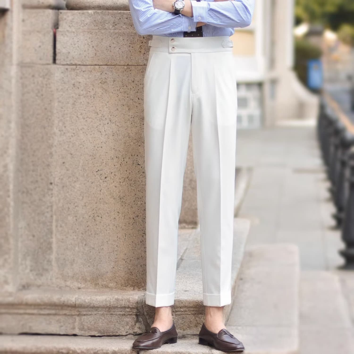 Men's New British Neapolitan High-Waist Pants Business Straight Casual Versatile Dress Pants Trendy